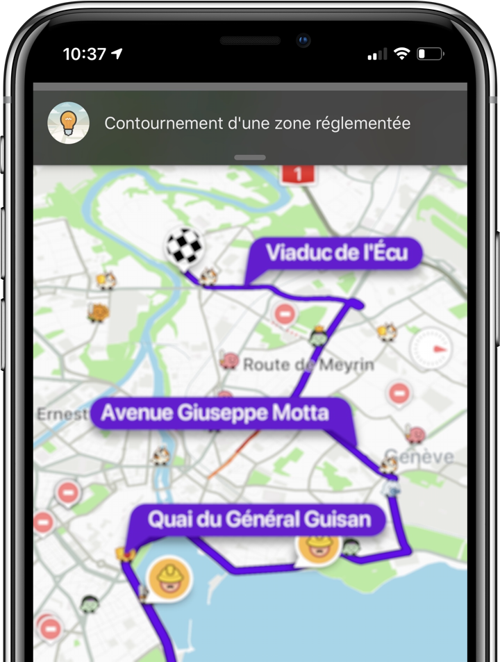 Waze bypasses a regulated zone in Geneva